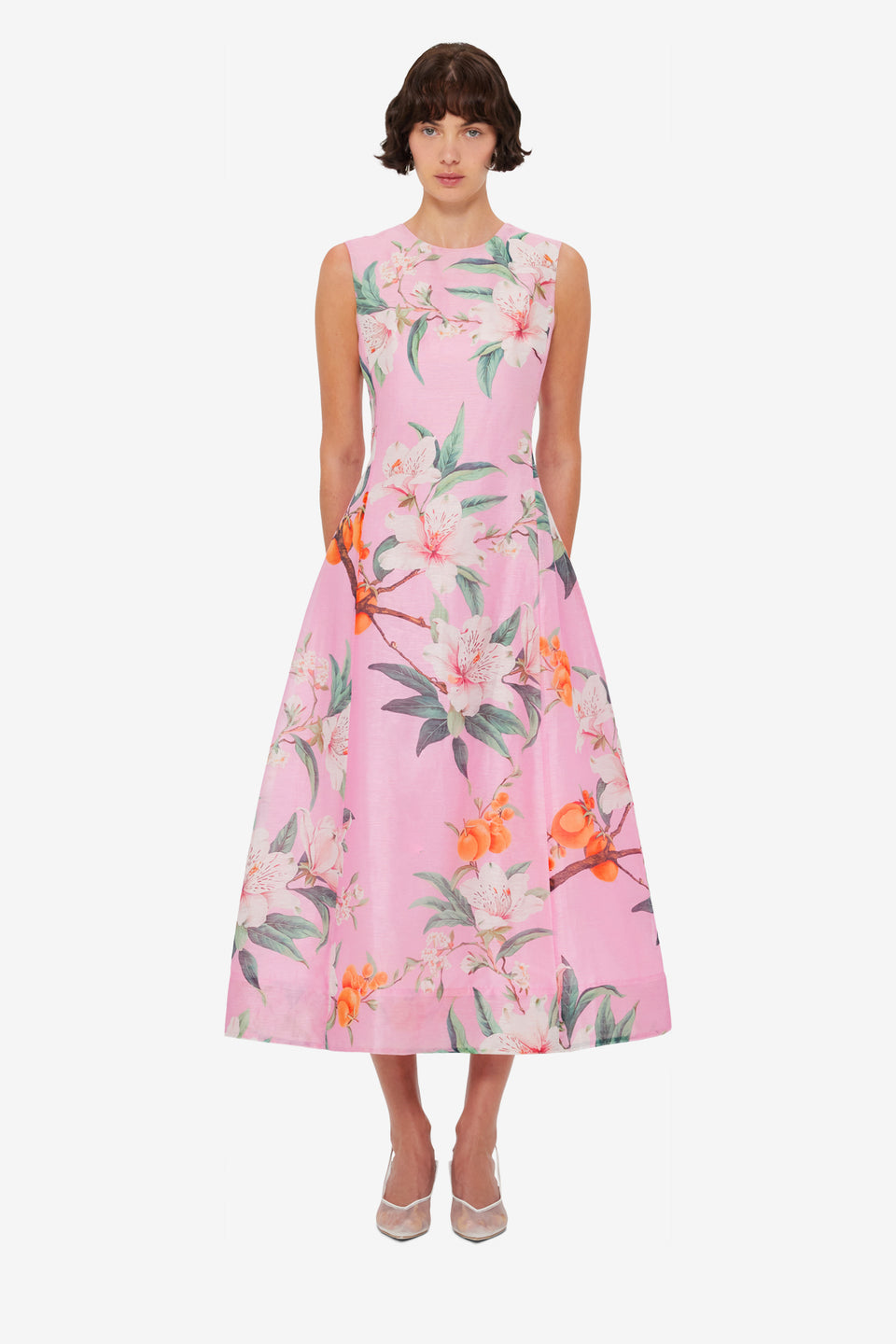 Exclusive LEO LIN Cleo Printed Sleeveless Midi Dress - Lavish Print in Pink