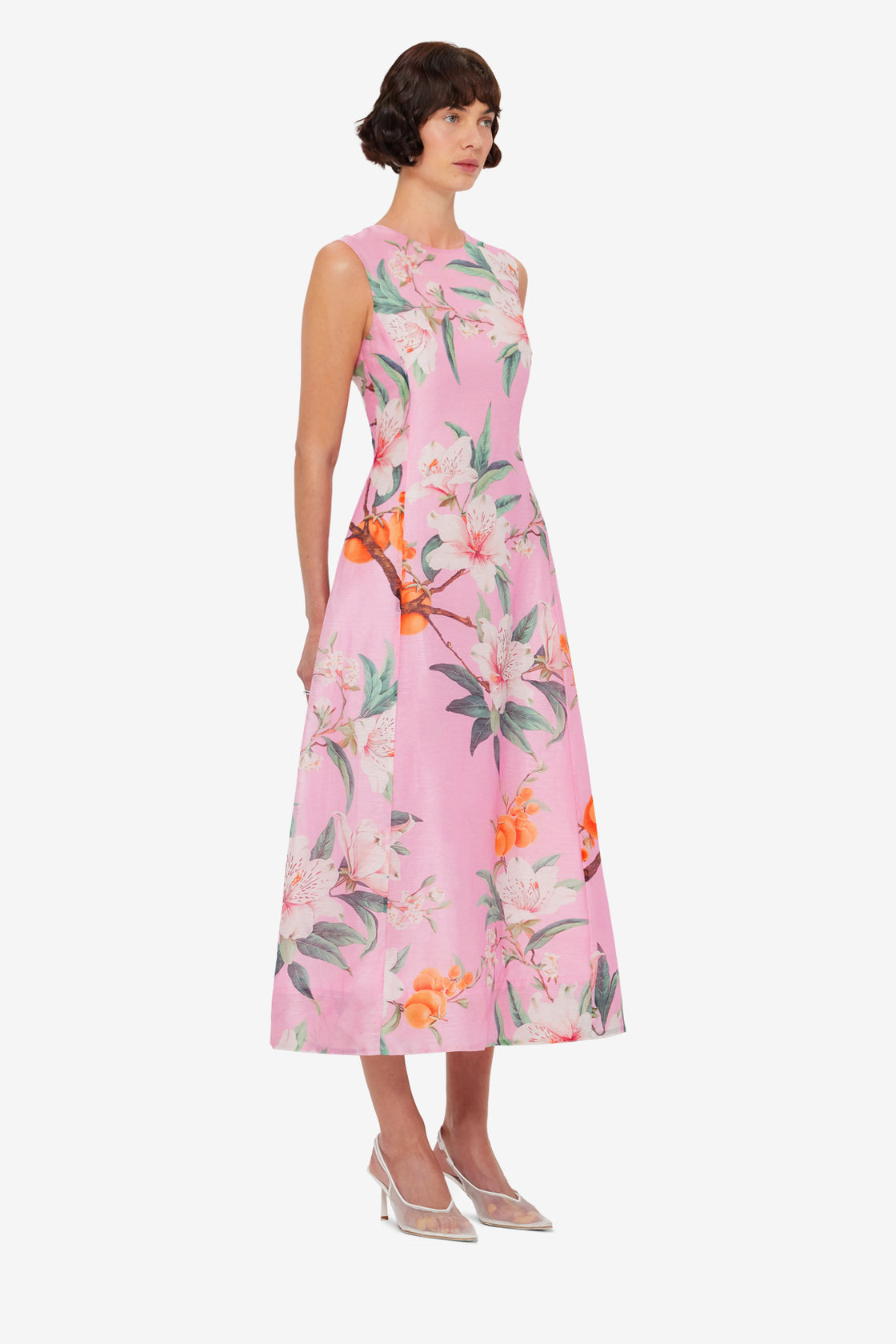 Exclusive LEO LIN Cleo Printed Sleeveless Midi Dress - Lavish Print in Pink