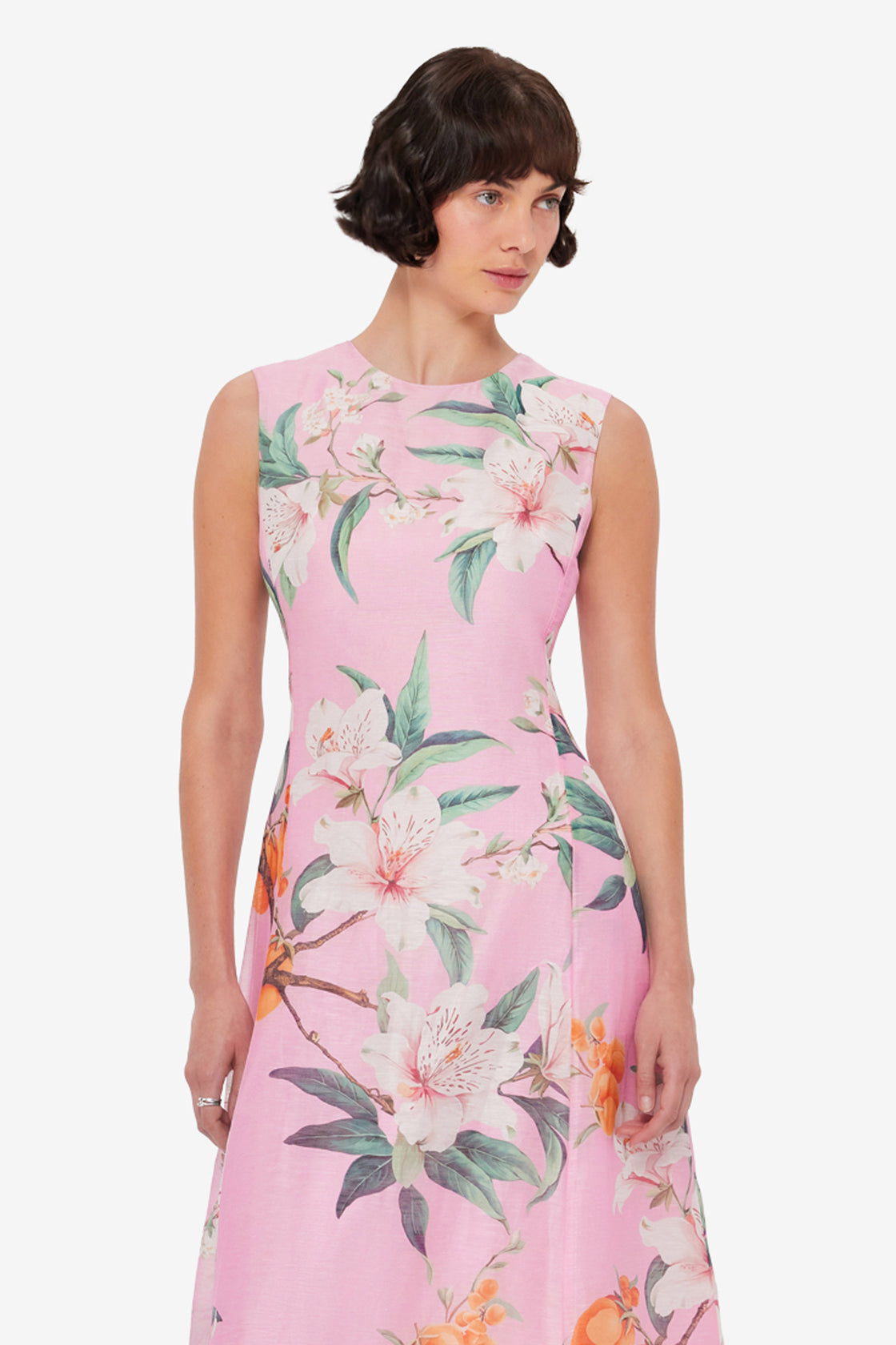 Exclusive LEO LIN Cleo Printed Sleeveless Midi Dress - Lavish Print in Pink