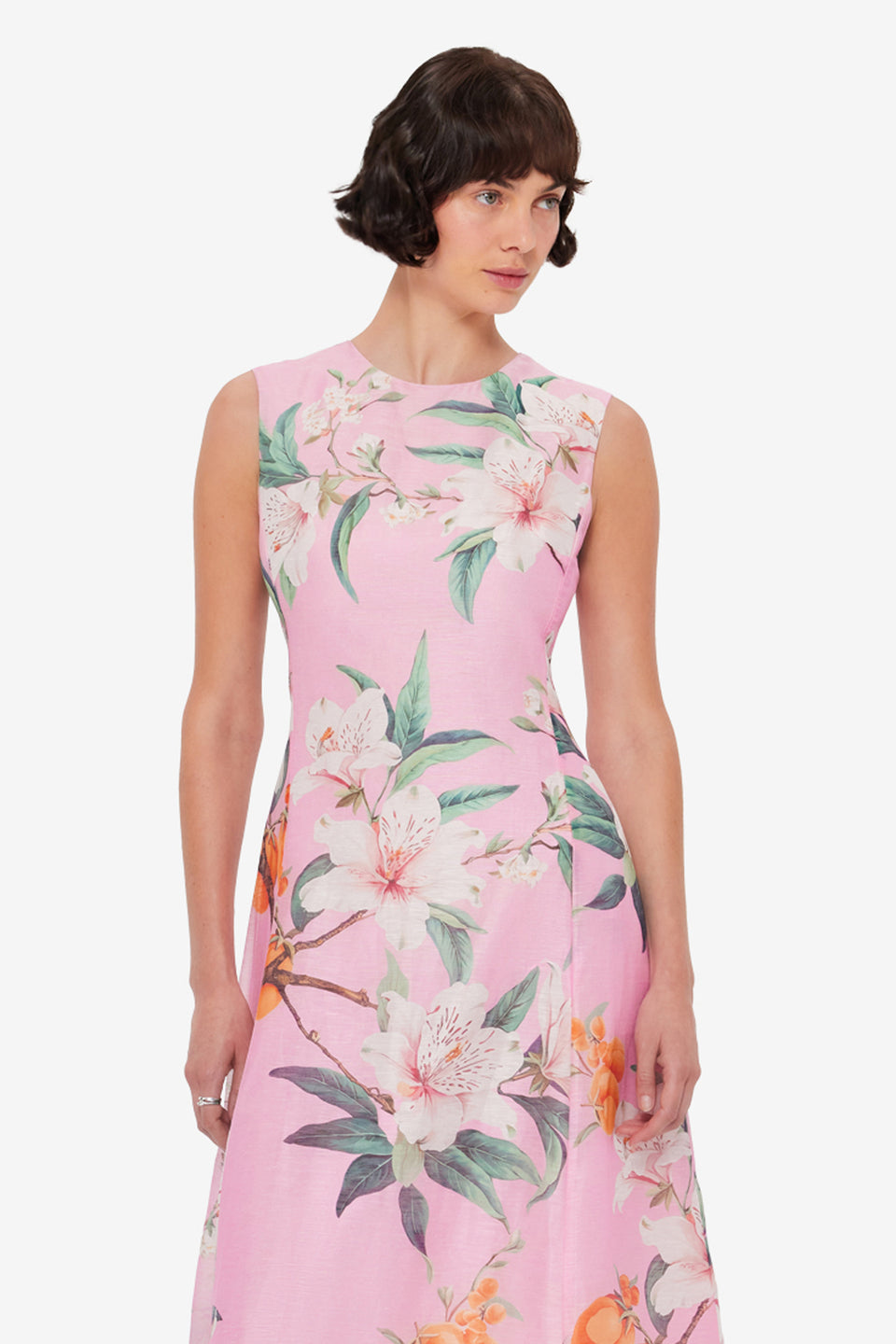 Exclusive LEO LIN Cleo Printed Sleeveless Midi Dress - Lavish Print in Pink
