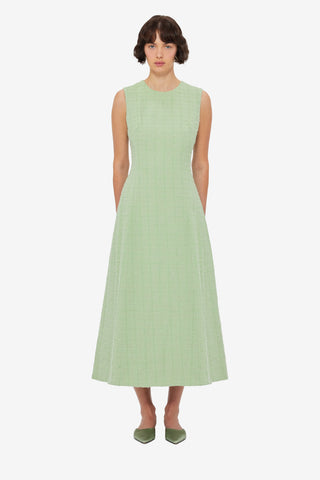 Exclusive LEO LIN Cleo Tweed Midi Dress - Caledon Green