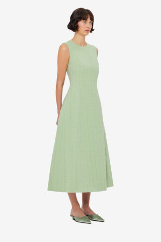 Exclusive LEO LIN Cleo Tweed Midi Dress - Caledon Green