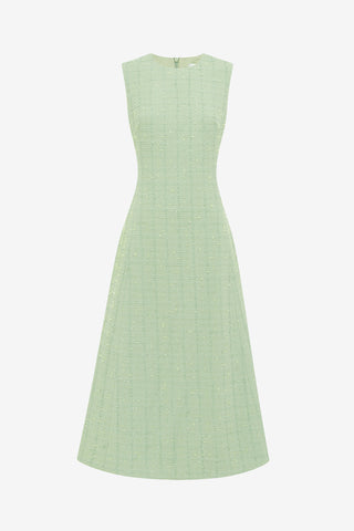 Exclusive LEO LIN Cleo Tweed Midi Dress - Caledon Green
