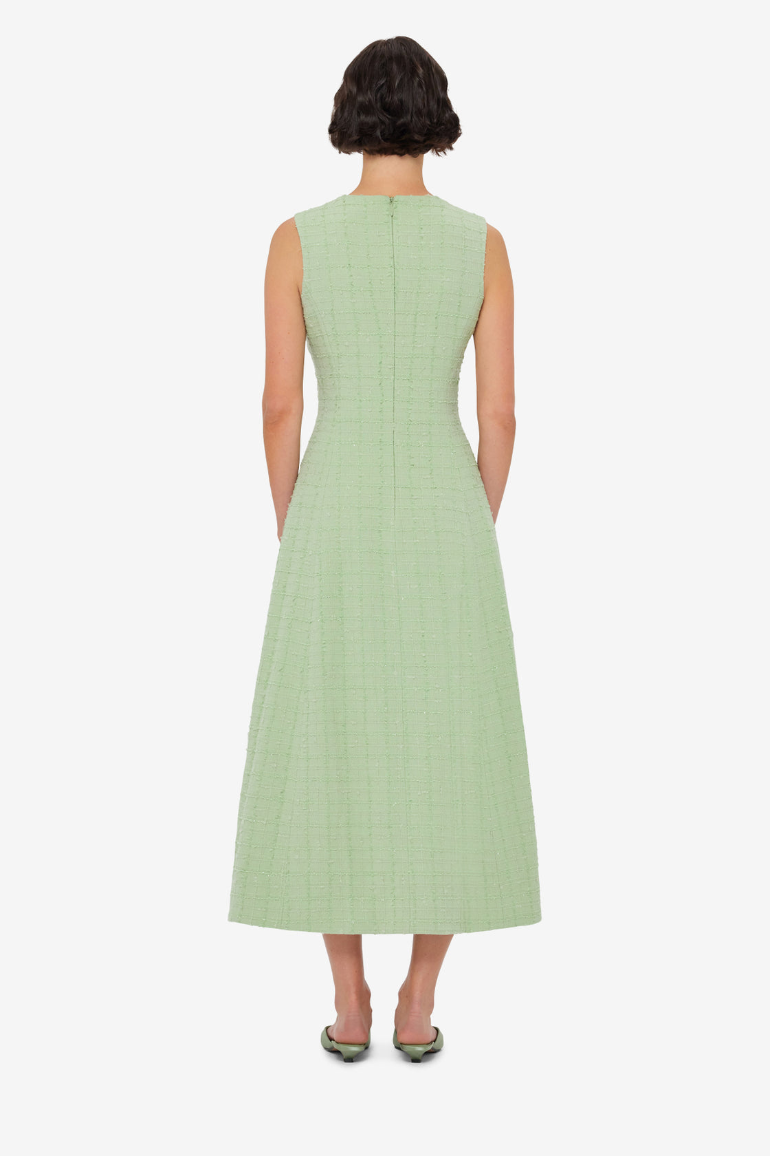 Exclusive LEO LIN Cleo Tweed Midi Dress - Caledon Green