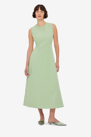 Exclusive LEO LIN Cleo Tweed Midi Dress - Caledon Green