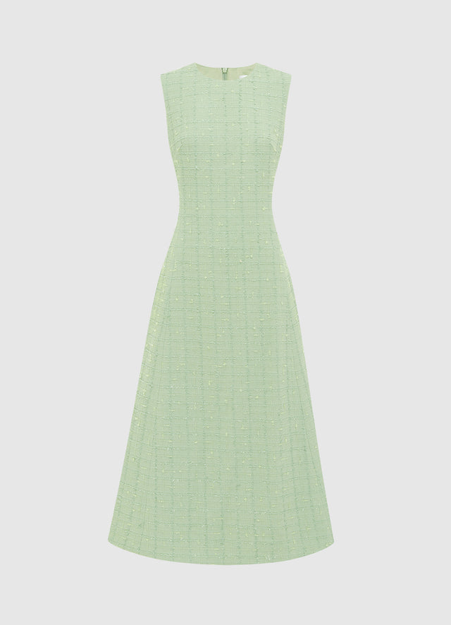 Exclusive LEO LIN Cleo Tweed Midi Dress - Caledon Green