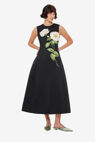 Exclusive LEO LIN Cleo Embellished Sleeveless Midi Dress - White Rose Print