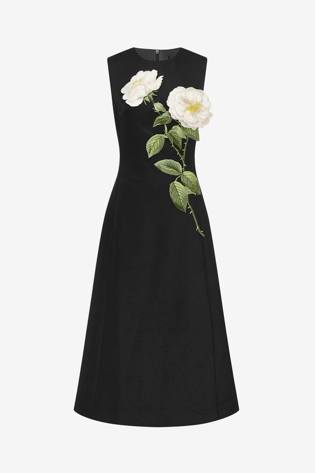 Exclusive LEO LIN Cleo Embellished Sleeveless Midi Dress - White Rose Print