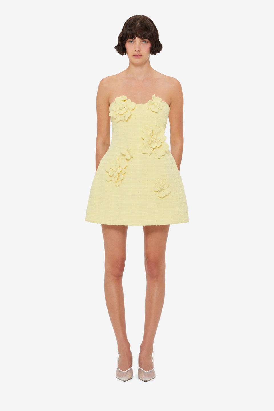 Exclusive LEO LIN Rosario Tweed Petal Bustier Mini Dress - Sorbet Yellow