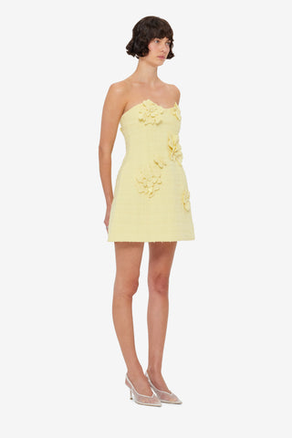 Exclusive LEO LIN Rosario Tweed Petal Bustier Mini Dress - Sorbet Yellow