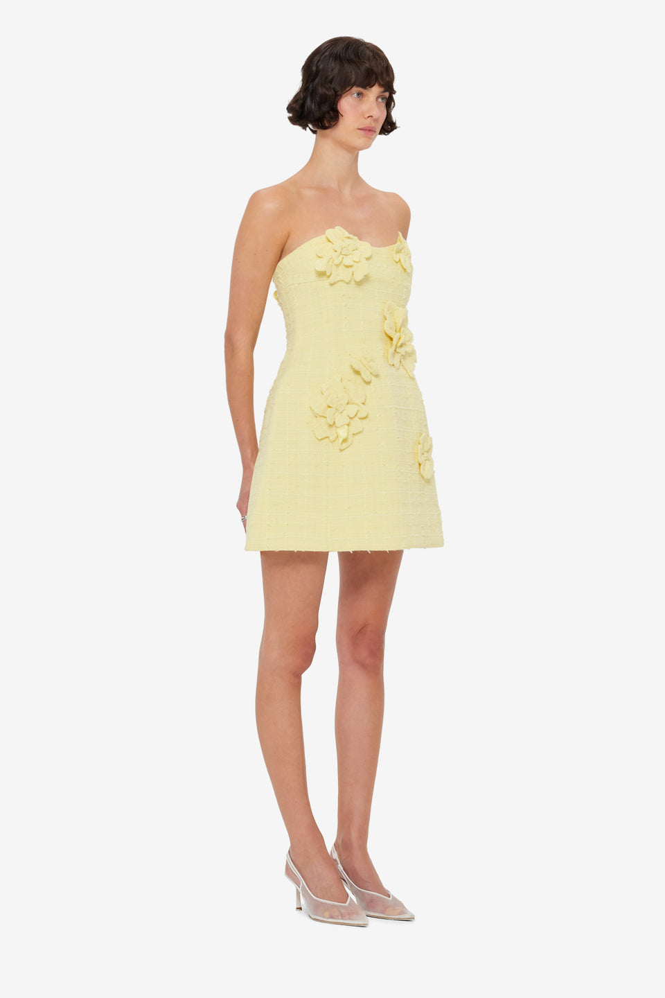 Exclusive LEO LIN Rosario Tweed Petal Bustier Mini Dress - Sorbet Yellow