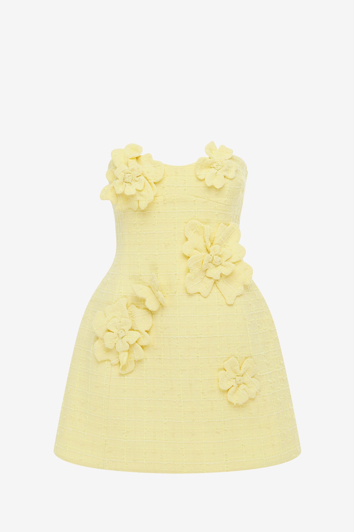 Rosario Tweed Petal Bustier Mini Dress - Sorbet Yellow – LEO LIN