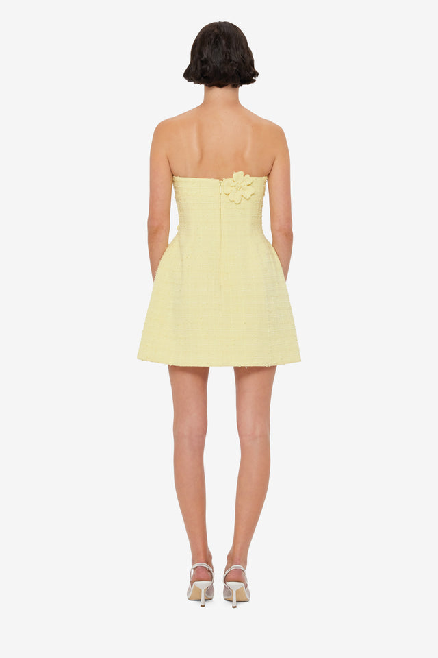 Exclusive LEO LIN Rosario Tweed Petal Bustier Mini Dress - Sorbet Yellow