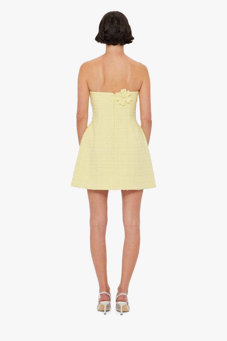 Exclusive LEO LIN Rosario Tweed Petal Bustier Mini Dress - Sorbet Yellow
