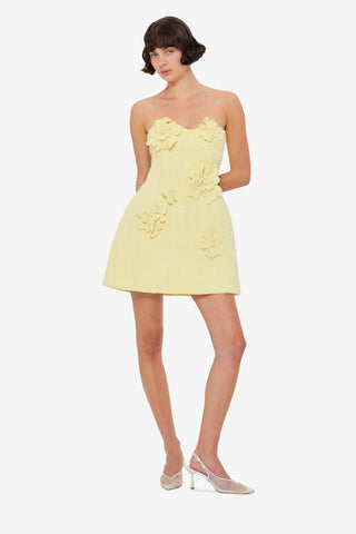 Exclusive LEO LIN Rosario Tweed Petal Bustier Mini Dress - Sorbet Yellow