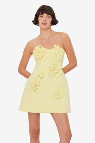 Exclusive LEO LIN Rosario Tweed Petal Bustier Mini Dress - Sorbet Yellow