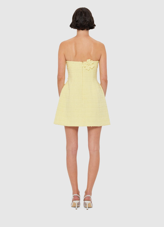 Exclusive LEO LIN Rosario Tweed Petal Bustier Mini Dress - Sorbet Yellow