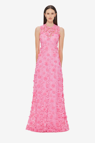 Exclusive LEO LIN Eva Lace Maxi Dress - Bubblegum