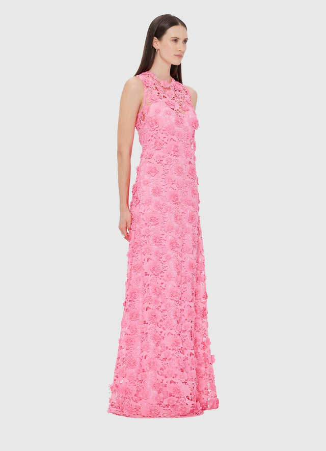 Exclusive LEO LIN Eva Lace Maxi Dress - Bubblegum