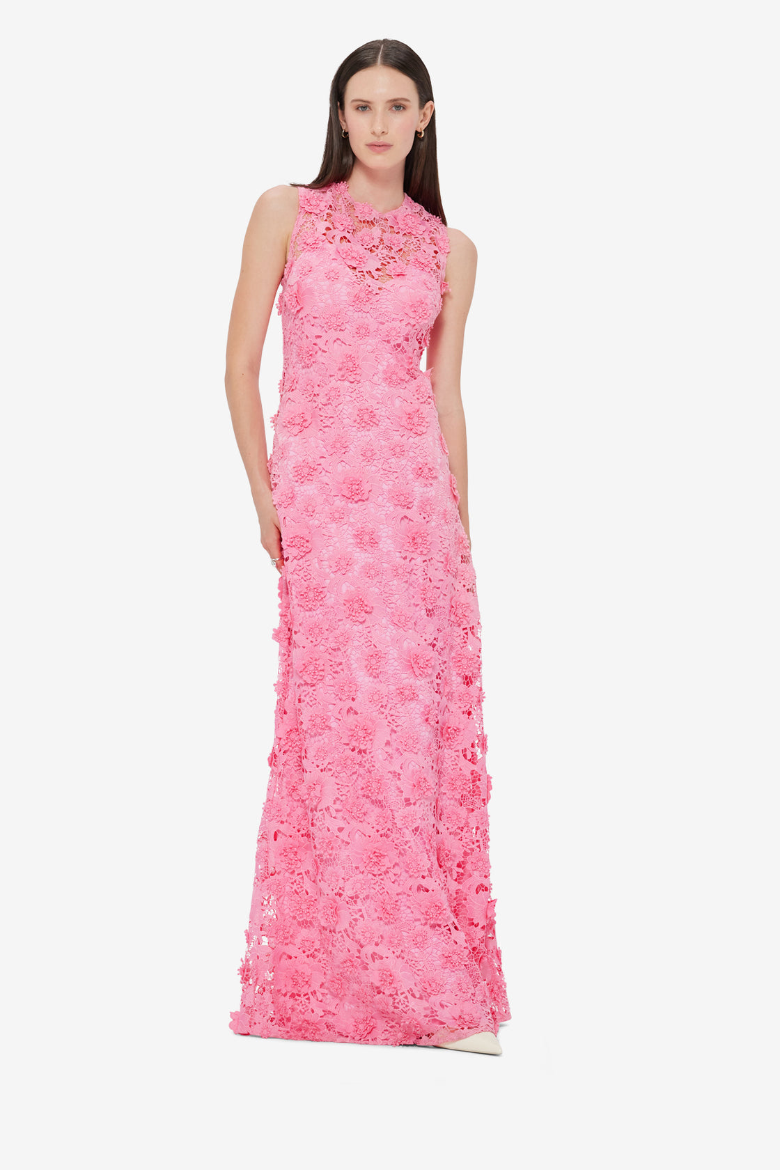 Exclusive LEO LIN Eva Lace Maxi Dress - Bubblegum
