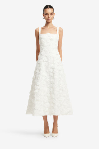 Exclusive LEO LIN Odette Lace Midi Dress - Snow