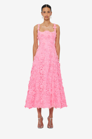 Exclusive LEO LIN Odette Lace Midi Dress - Bubblegum