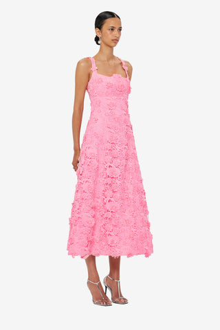 Exclusive LEO LIN Odette Lace Midi Dress - Bubblegum