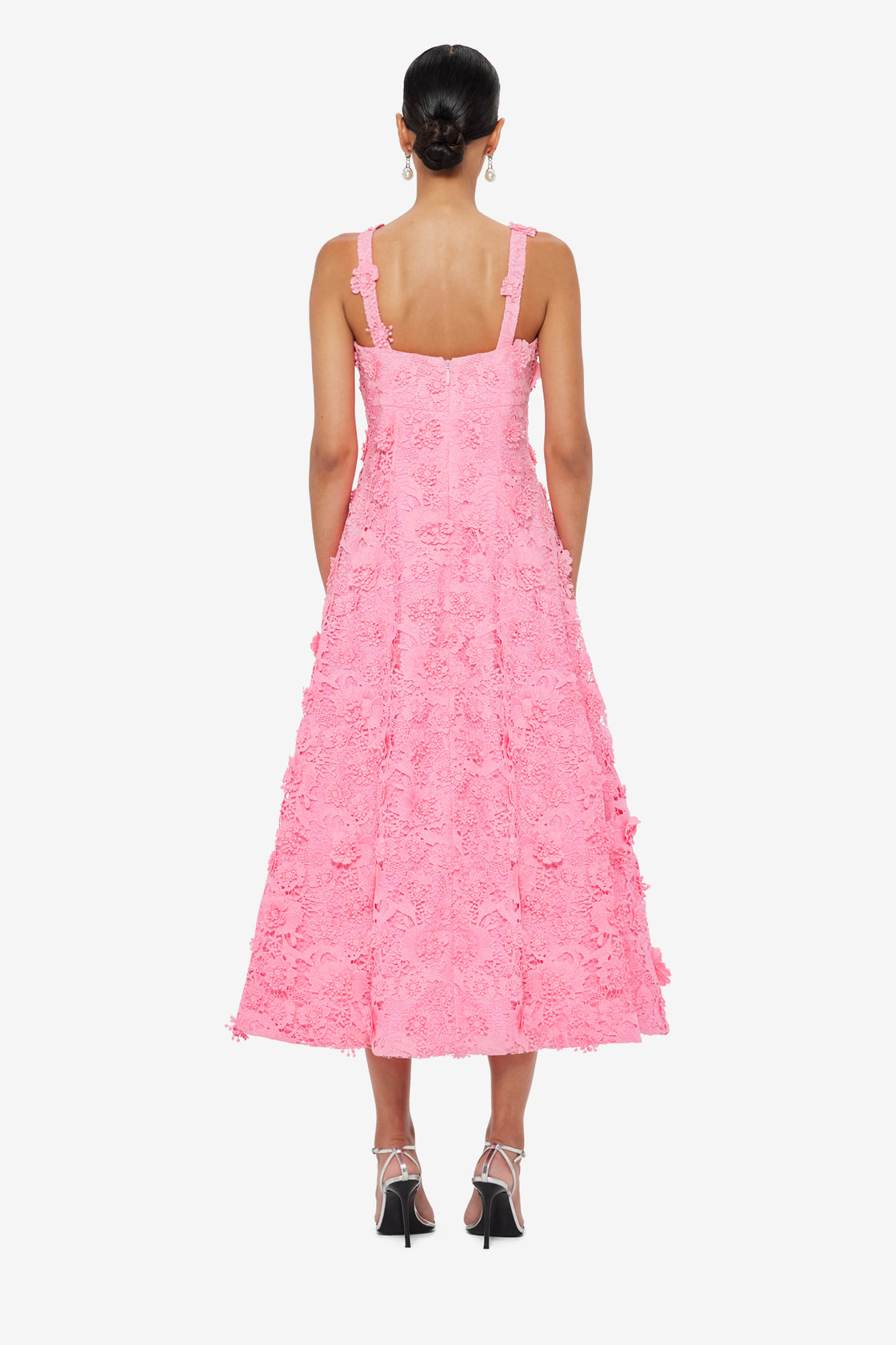 Exclusive LEO LIN Odette Lace Midi Dress - Bubblegum