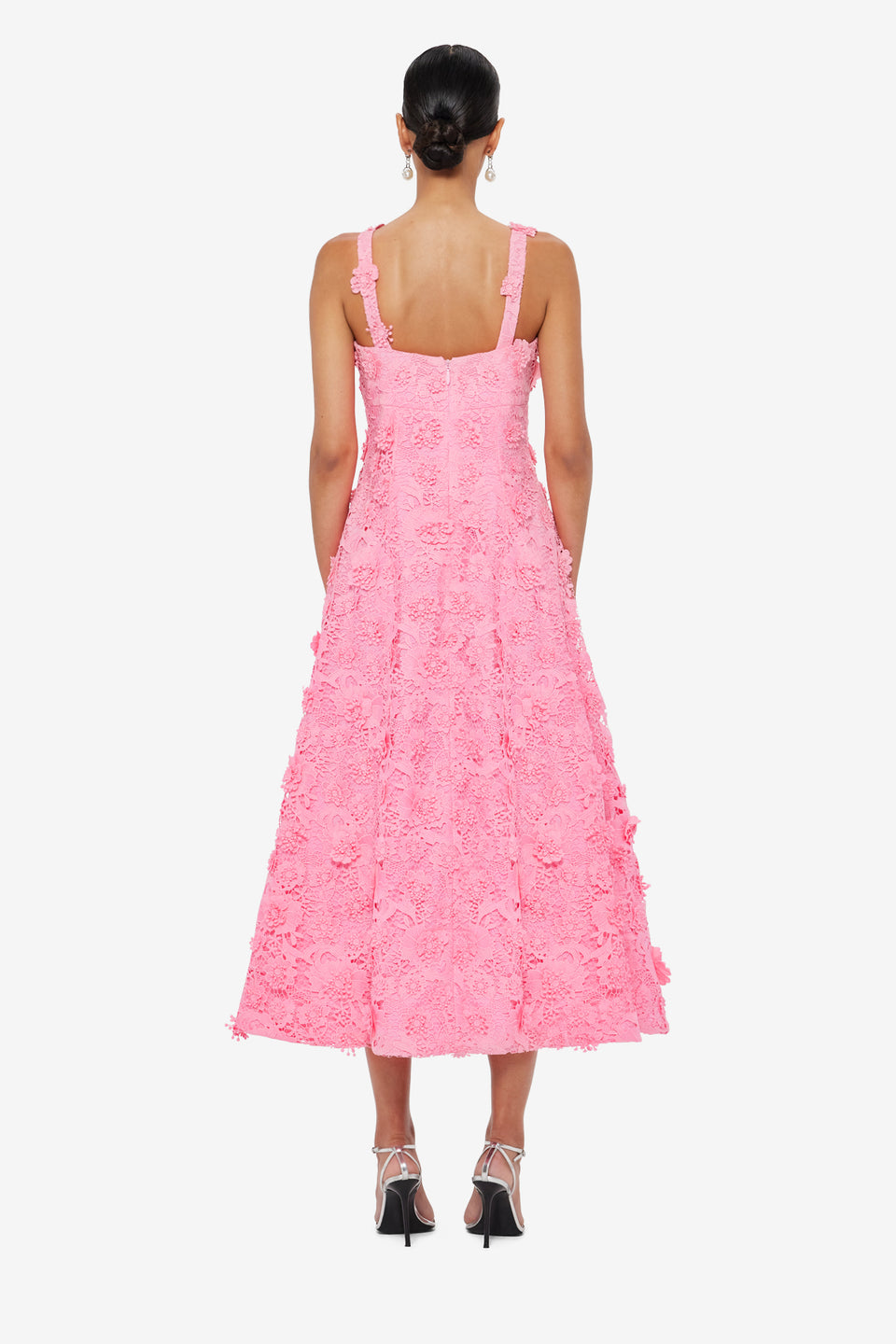 Exclusive LEO LIN Odette Lace Midi Dress - Bubblegum