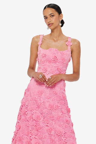 Exclusive LEO LIN Odette Lace Midi Dress - Bubblegum