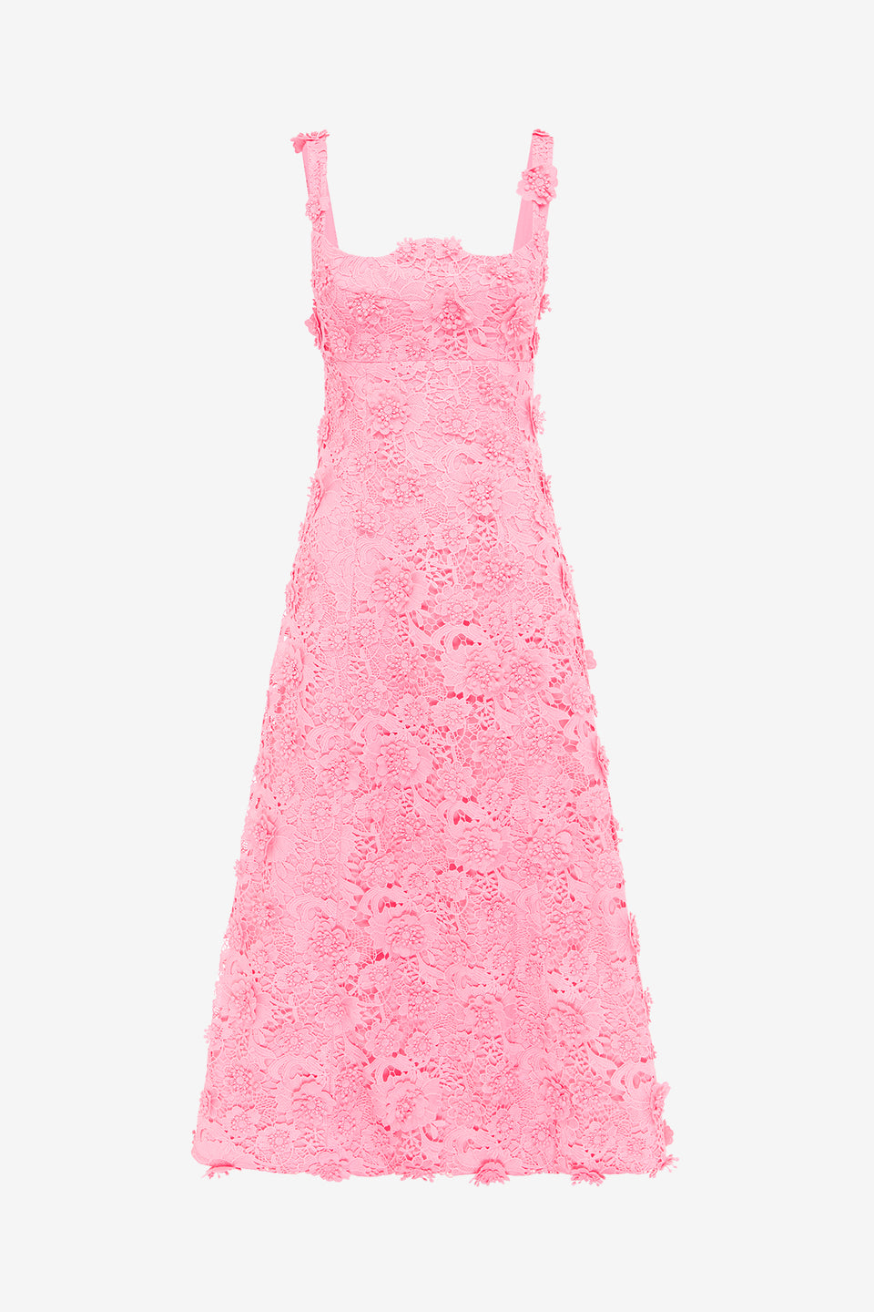 Exclusive LEO LIN Odette Lace Midi Dress - Bubblegum