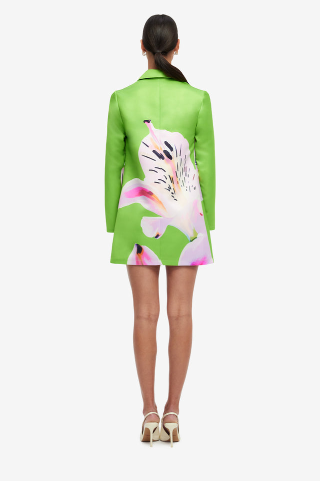 Exclusive LEO LIN Acacia Shirt Mini Dress - Lily Print in Parakeet