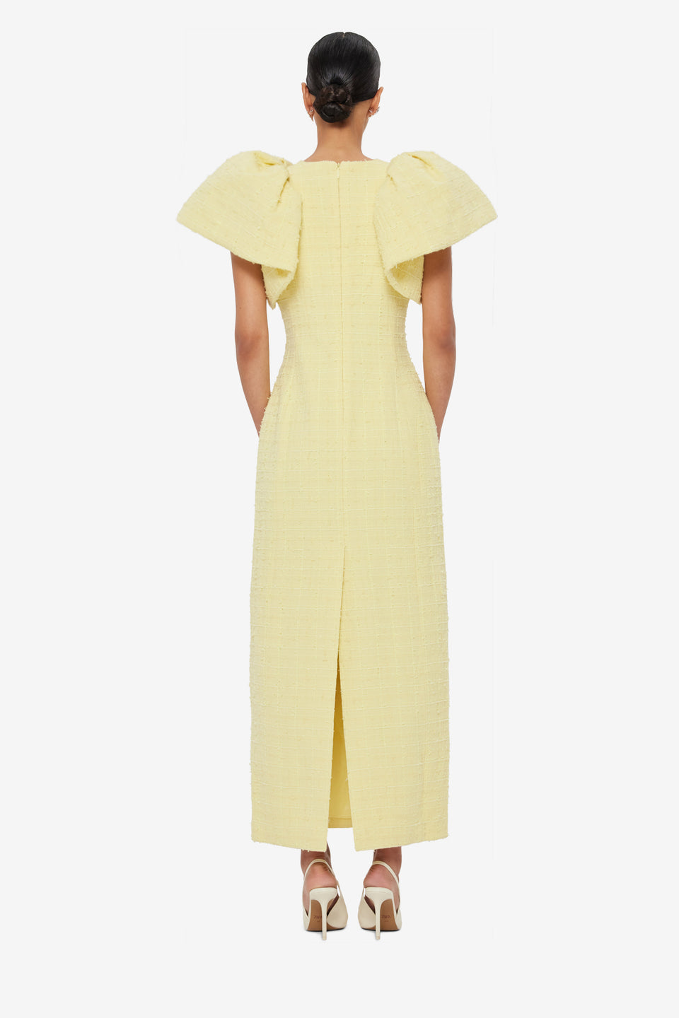 Exclusive LEO LIN Lucinda Tweed Petal Maxi Dress - Sorbet Yellow