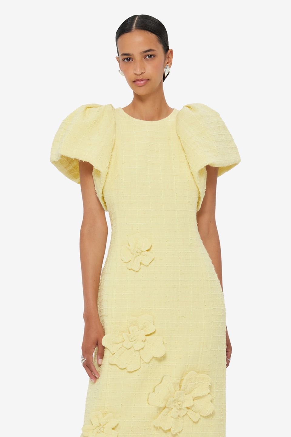 Exclusive LEO LIN Lucinda Tweed Petal Maxi Dress - Sorbet Yellow