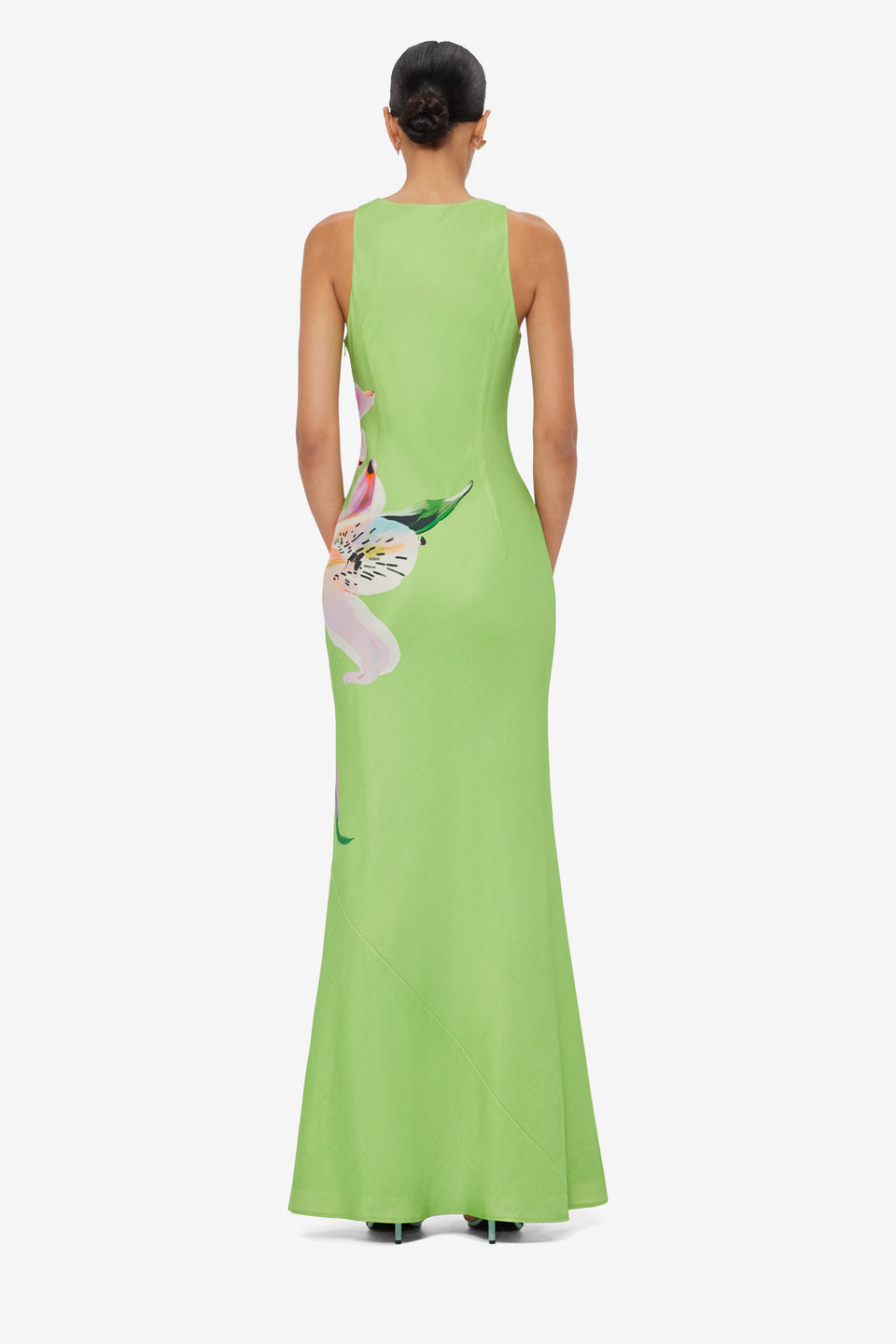 Exclusive LEO LIN Helena Maxi Dress - Lily Print in Parakeet