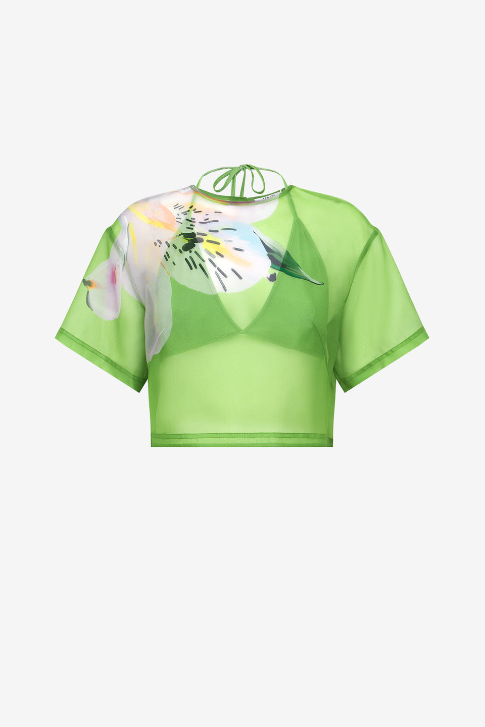 Exclusive LEO LIN Indie Sleeve Top - Lily Print in Parakeet
