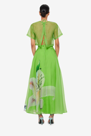 Exclusive LEO LIN Indie Sleeve Top - Lily Print in Parakeet