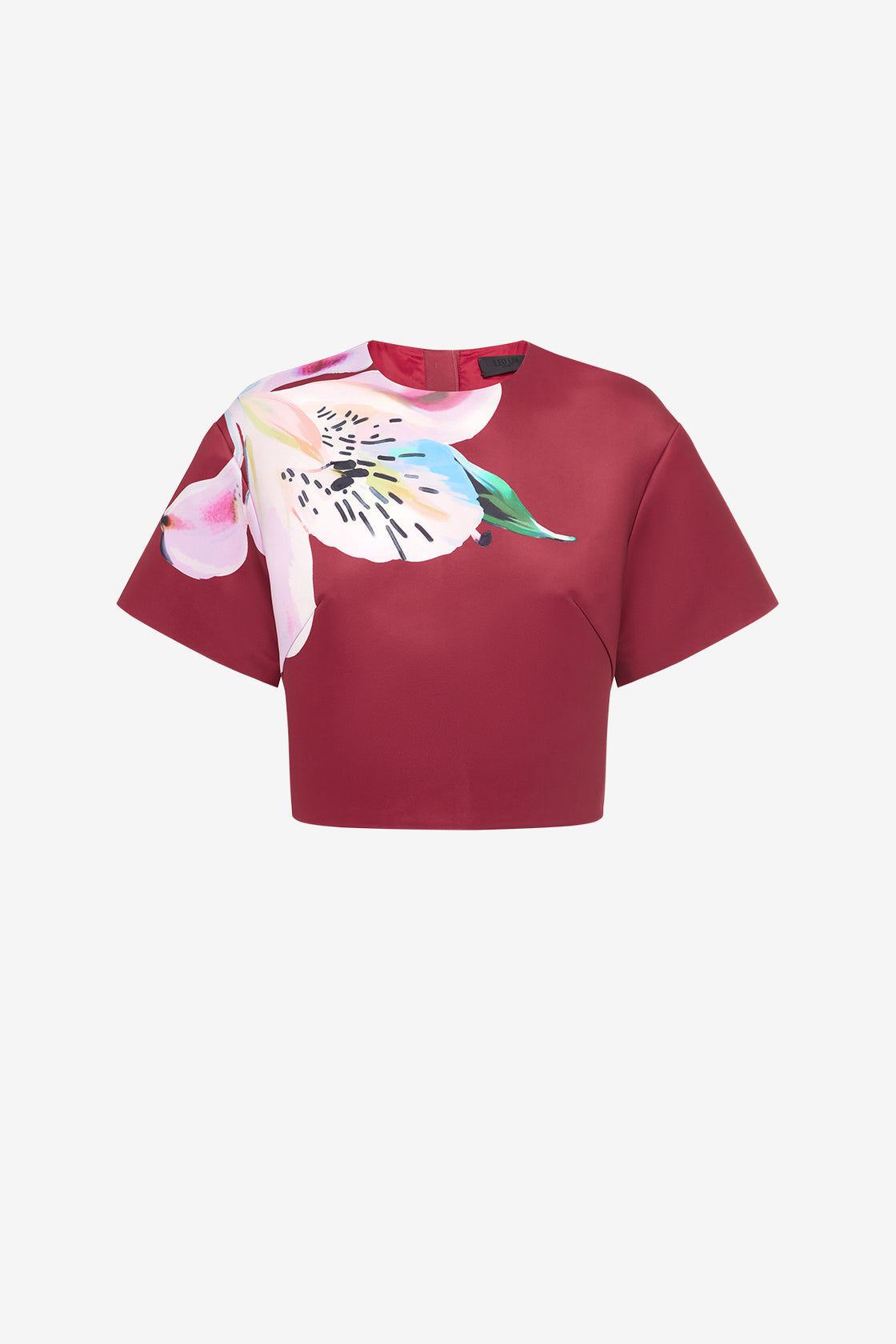 Exclusive LEO LIN Indie Sleeve Top - Lily Print in Burgundy