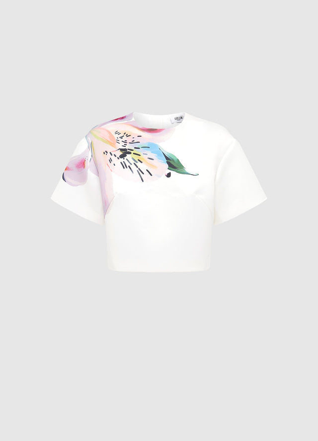 Exclusive LEO LIN Indie Sleeve Top - Lily Print in Snow