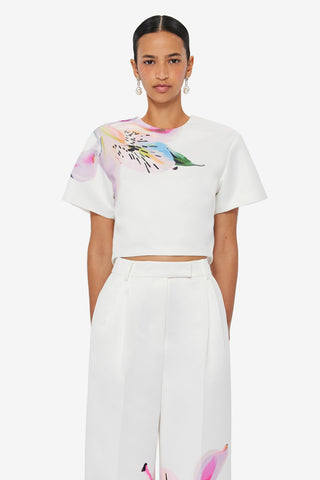 Exclusive LEO LIN Indie Sleeve Top - Lily Print in Snow