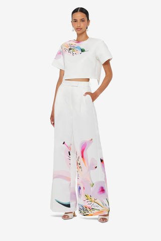 Exclusive LEO LIN Indie Sleeve Top - Lily Print in Snow