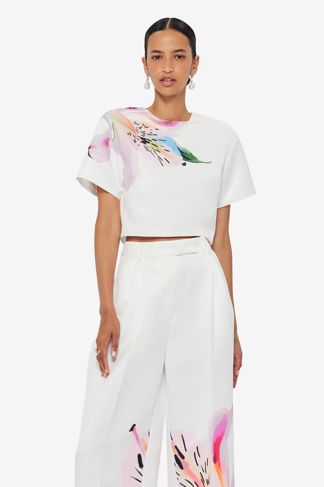 Exclusive LEO LIN Indie Sleeve Top - Lily Print in Snow