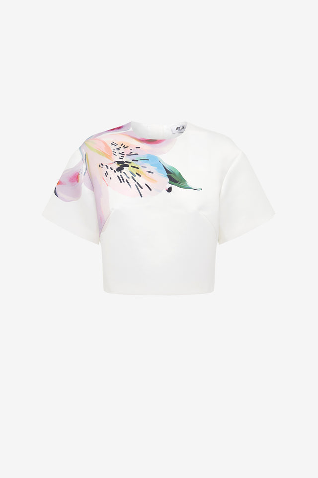 Exclusive LEO LIN Indie Sleeve Top - Lily Print in Snow