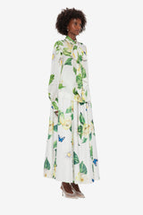 Freya Tie Neck Silk Blouse - Joie Print in Snow Blouse/Shirts