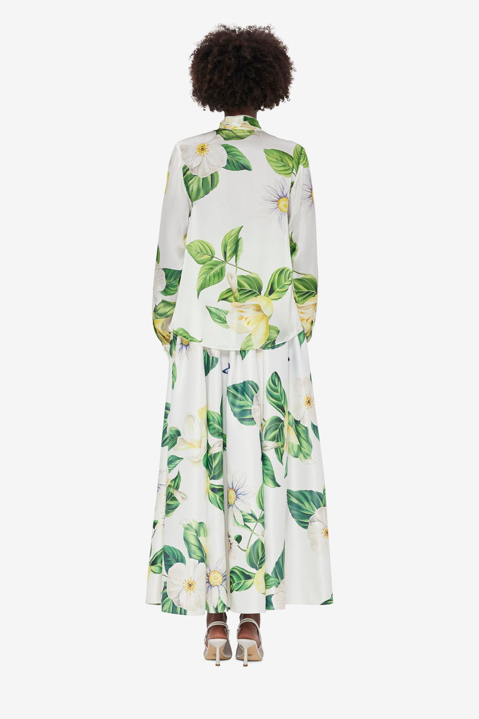 Exclusive LEO LIN Freya Tie Neck Silk Blouse - Joie Print in Snow