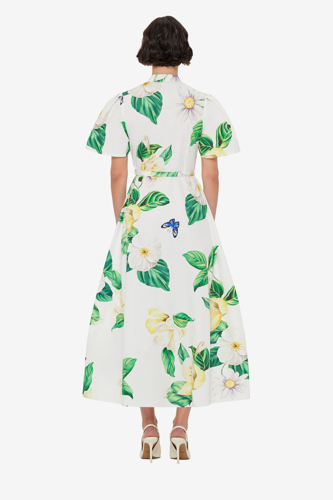 Exclusive LEO LIN Bianca Short Sleeve Midi Dress - Joie Print in Snow