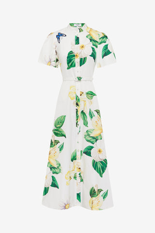 Exclusive LEO LIN Bianca Short Sleeve Midi Dress - Joie Print in Snow