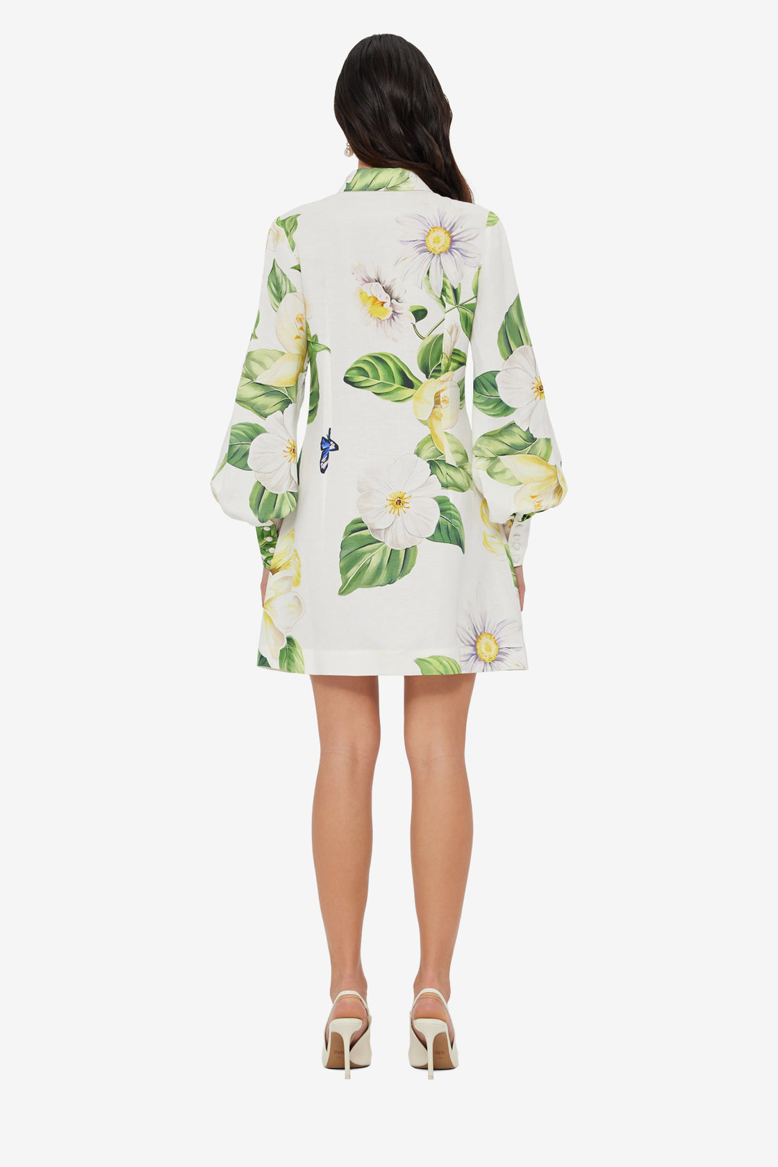 Exclusive LEO LIN Luminous Linen Mini Dress - Joie Print in Snow