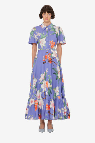 Exclusive LEO LIN Becca Short Sleeve Midi Dress - Lavish Print in Moonlight