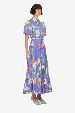 Exclusive LEO LIN Becca Short Sleeve Midi Dress - Lavish Print in Moonlight